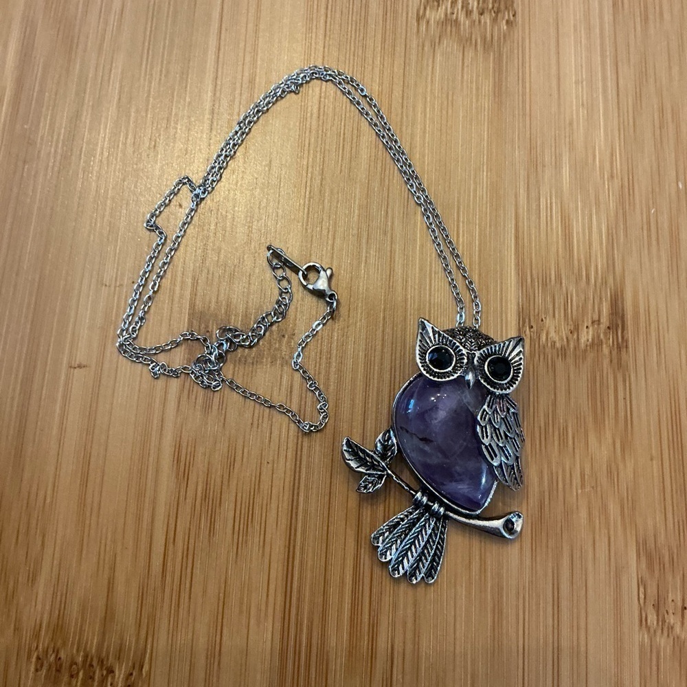 Silver tone Owl Pendant Necklace, 24” brand new!